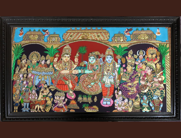 meenakshi kalayanam tanjore painting