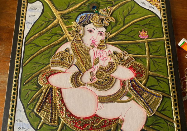 aalilai krishna tanjore painting